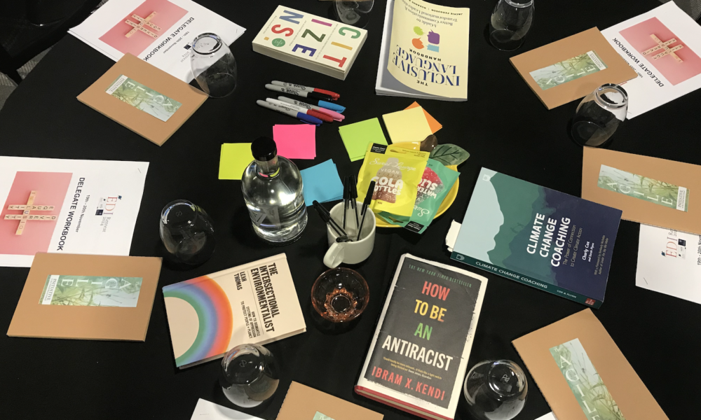 Leafelts on the table at the EDI retreat.